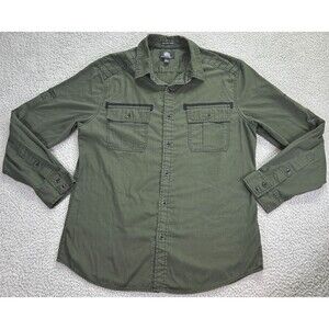 Rock & Republic Shirt Mens Large Green Long Sleeve Chest Pocket Button Down